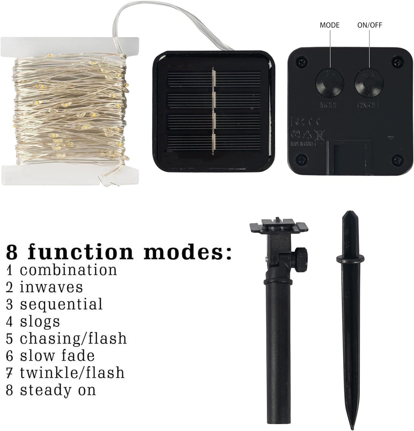 Dazzle Bright 2 Pack Solar String Lights Outdoor, Total 80FT 240LED Solar Powered Waterproof Fairy Lights 8 Modes, Copper Wire Lights for Christmas Patio Party Tree Yard Decoration (Red)