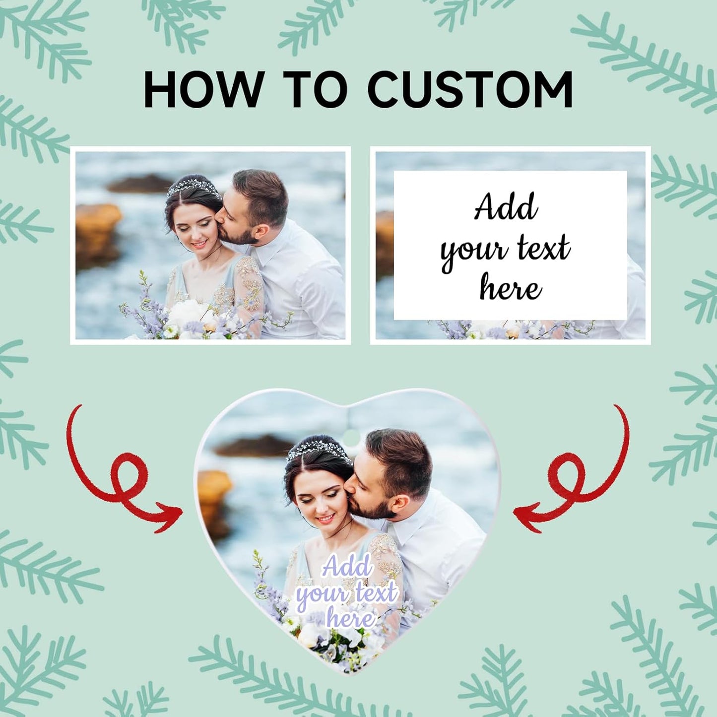 Personalized Christmas Ornaments 2025 Ceramic Custom Picture Text Hanging Ornament Customized Christmas Tree Decorations Keepsake Gift for Family Couples Xmas Tree Home Decor