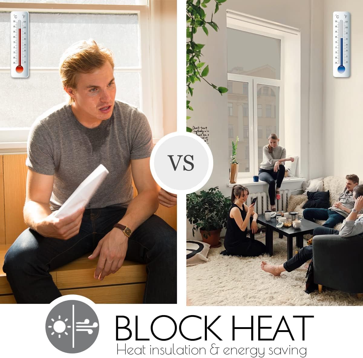 HIDBEA One Way Privacy Window Film, Daytime Mirror Reflective Heat Control UV Sun Blocking Non-Adhesive Static Cling Window Tint for Home and Office (Black-Silver, 23.6 Inch × 6.5 Feet)