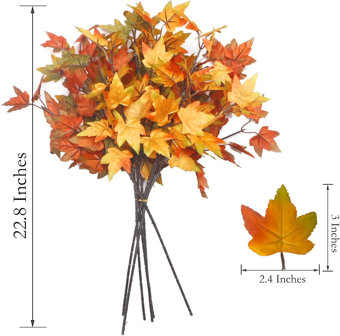 6Pcs Artificial Maple Leaves Branches Fake Fall Maple Shrubs for Thanksgiving Christmas Festival Garland Decoration