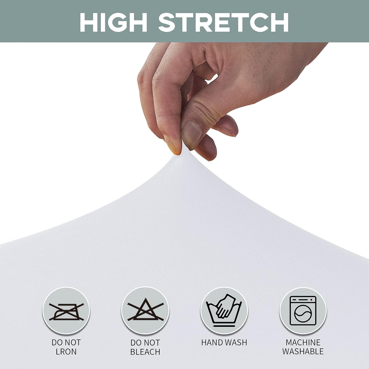 CWK 6FT Stretch Spandex Table Cover for Rectangular Tables - Elastic Fitted Tablecloth for Folding Tables, Wrinkle Resistant, Durable Table Protector for Parties,Weddings,Banquets &Events (White)