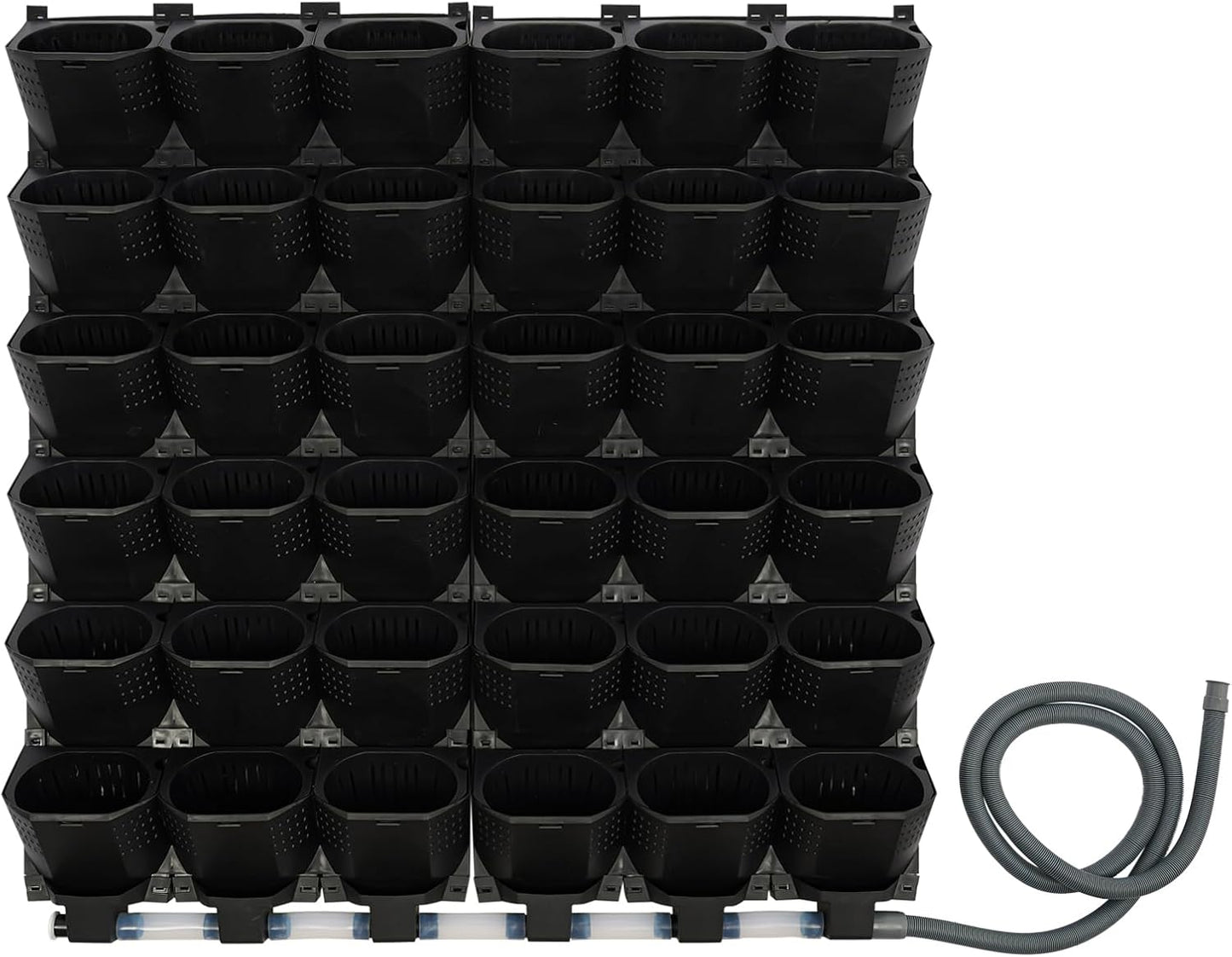 36 Pockets Hanging Planter Bags, Vertical Wall Mounted Plant Planting Grow Bags, Stackable Wall Planter with Timer, Self Watering Hanging Planters for Outdoor Indoor Garden-Black