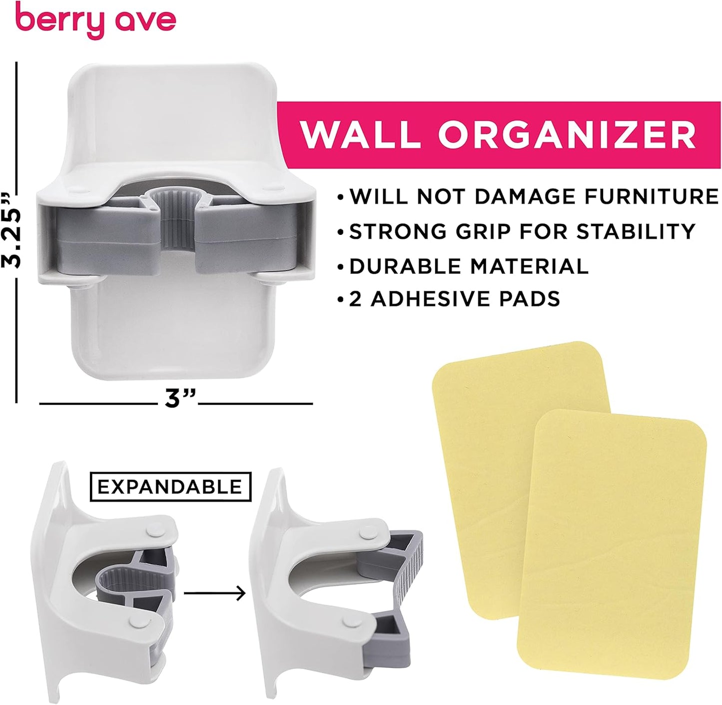 Combo 5 Slot Broom Holder w/ 1 Self Adhesive Mop Gripper No-Drilling, Wall Mount Tool Organizers For Kitchen, Garage, Laundry Room- Anti-Slip Hanger For Brooms, Mops, Rakes, Dustpans (Grey / White)