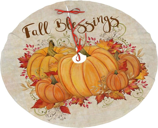 Christmas Tree Skirt,Fall Blessings Xmas Tree Skirt Rustic Farmhouse Tree Skirt for Christmas Decor Xmas Holiday Home Party Decorations30