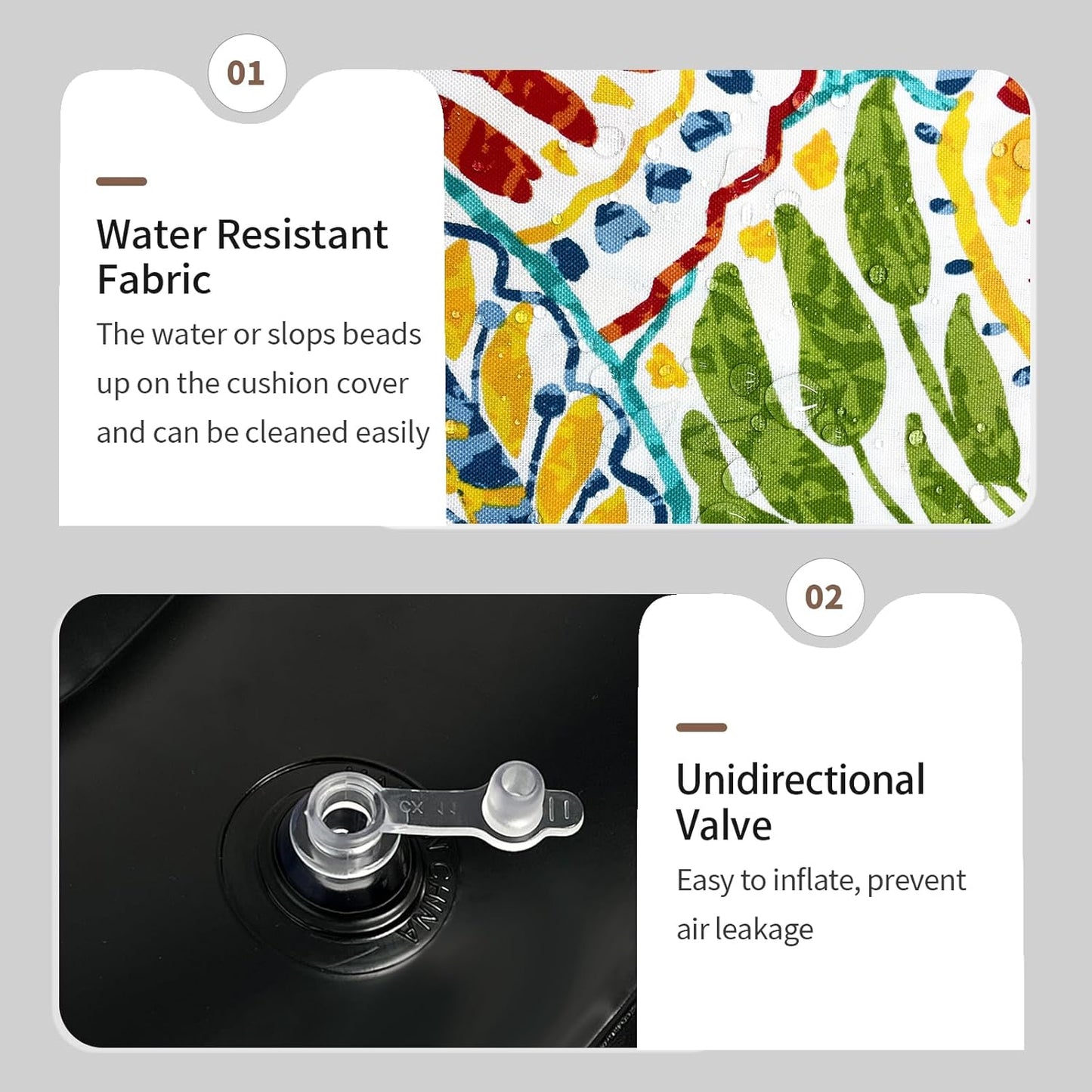 Inflatable Ottoman Stool D21 xH9 for Outdoor/Indoor Use, Water Repellent Patio Foot Rest Stool with Portable Handle,Round Pouf Ottoman Suitable for Garden,Deck and Camping - Paisley Multi