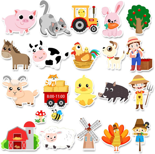Brand Farm Animal Gel Clings Stickers for Kids, 21PCS Reusable Decals, Wall, Car, Window Decorations, Classroom, Home, Nursery, Party Supplies