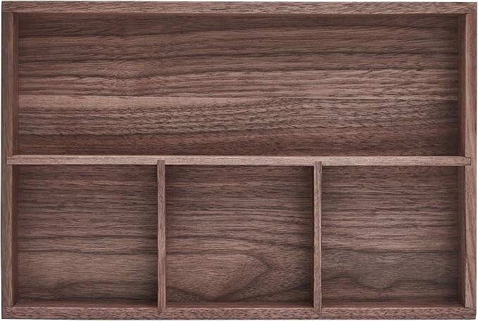 pandapark Wood Organizer Tray,Black Walnut,Desk & Drawer Storage Box (Walnut Master)