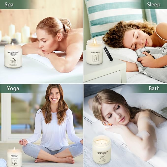 Natural Soy Wax Aromatherapy Candles - 4 Pack 7.1oz, Over 240 Hours Burn Time, Scented Candles Gifts for Women - Lavender