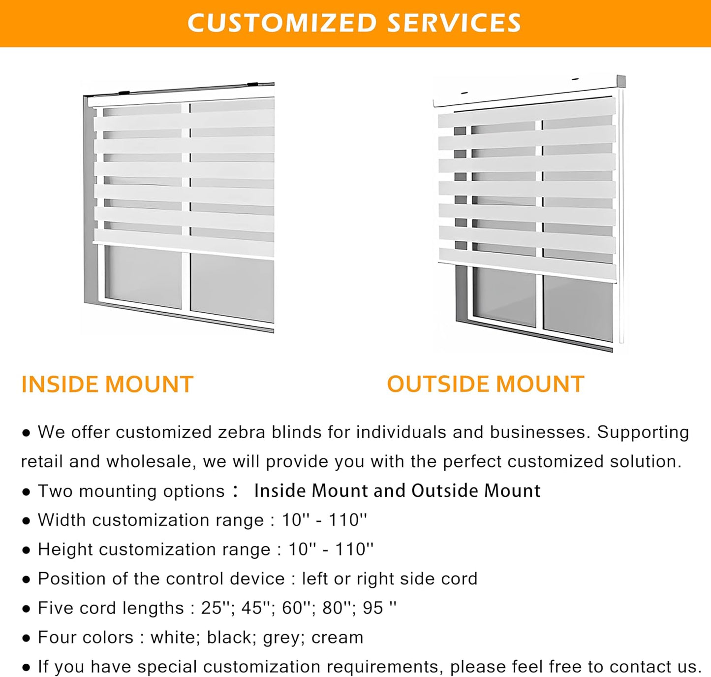 Customize Zebra Blinds for Window Room Dual Layer Window Shades for Home Privacy Light Filtering Shades Modern Blinds(Custom Size White Color)