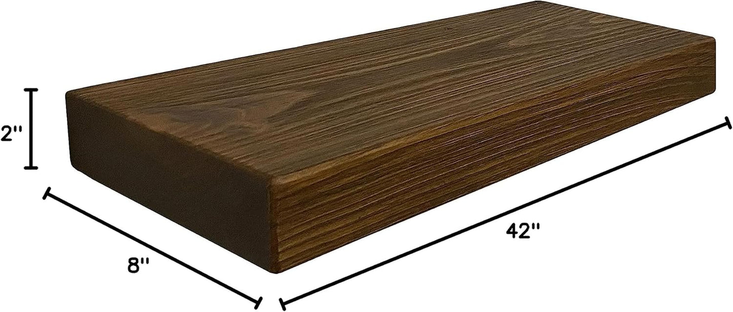 joelsantiques - 18 Inch Wooden Floating Shelves for Wall - 18x8x2 in - Made of Natural Wood - Heavy Duty Rustic Wall Shelves for Bedroom - Perfect for Living Room, Kitchen - Medium Brown