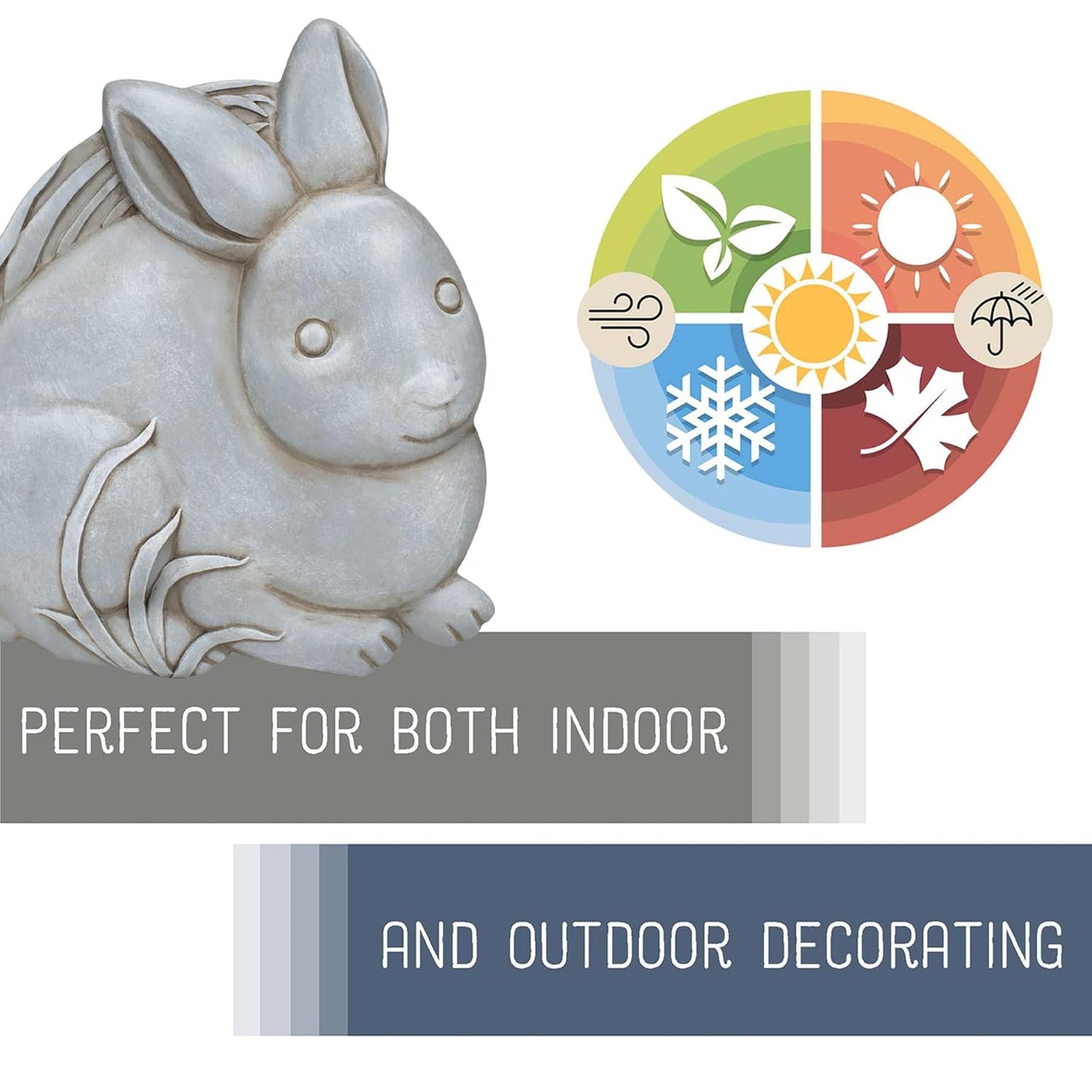 NAT & Jules Animal Character Shaped Dimensional Indoor Outdoor 11 inch Cast Resin Decorative Garden Stepping Stone, Patio, Walkway Sculpture Yard Art, Stone Grey Bunny