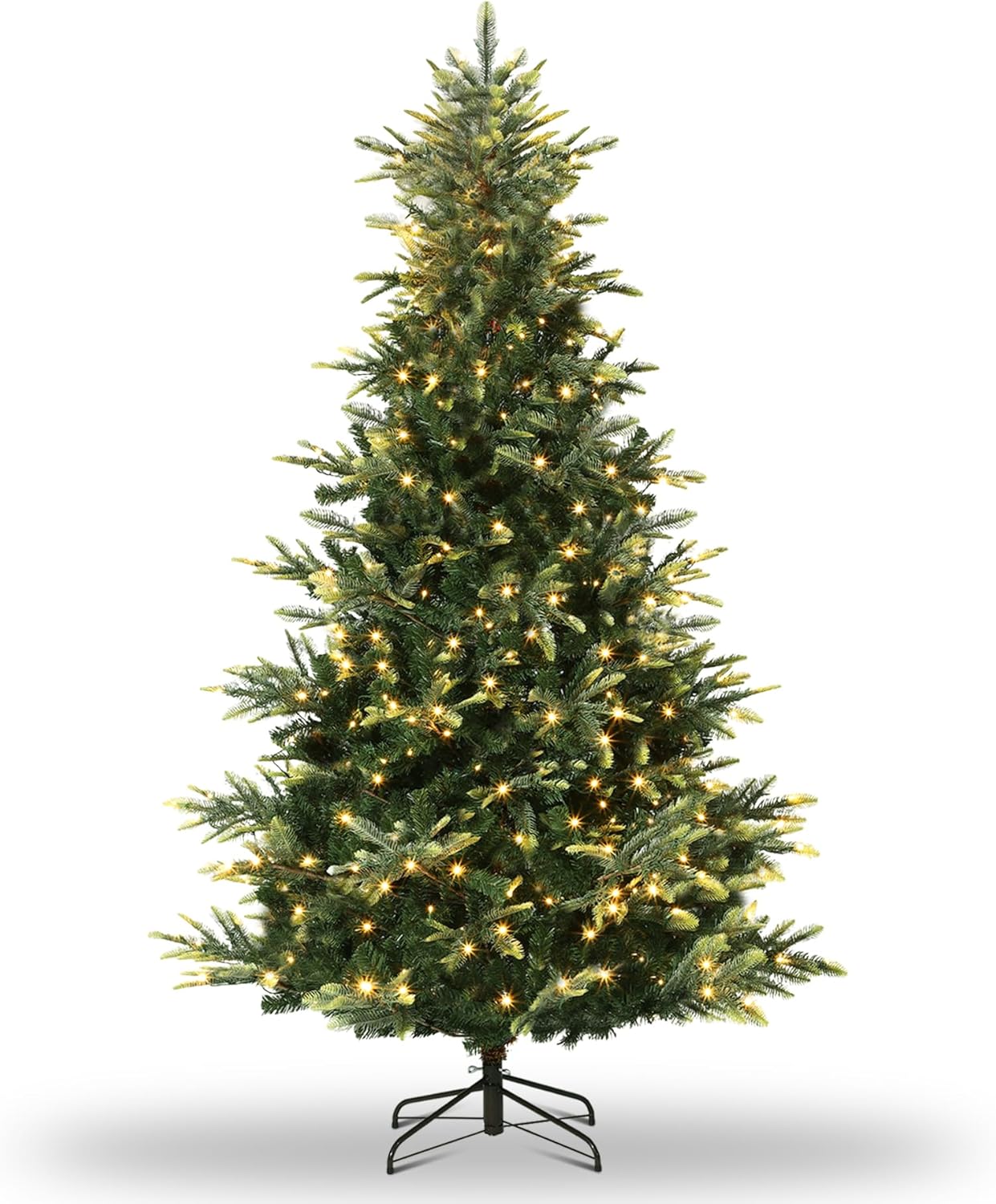 6.5ft Pre-lit Artificial Christmas Tree,Spruce Prelit Christmas Trees for Home,Office,Party Thickened PE&PVC Branch Tips & UL Listed Lights Incandescent Warm White,Fire-Resistant Automatic Branches