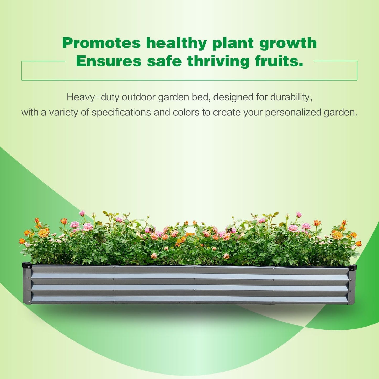 GARDMAX 8x4x1FT Galvanized Raised Garden Bed Kit, Metal Planter Boxes Outdoor with Easy Assembly, Large Garden Bed for Vegetables, Fruits, Flower, Herbs Rectangle Silver