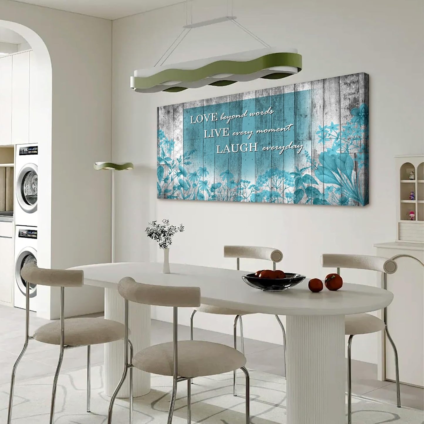 Cao Gen Decor Art S07075 Wall Art Motivational Quotes Canvas Prints 1 Panels Teal Flowers Abstract Pictures Paintings Stretched and Framed for Living Room Bedroom Kicthen Office Artwork