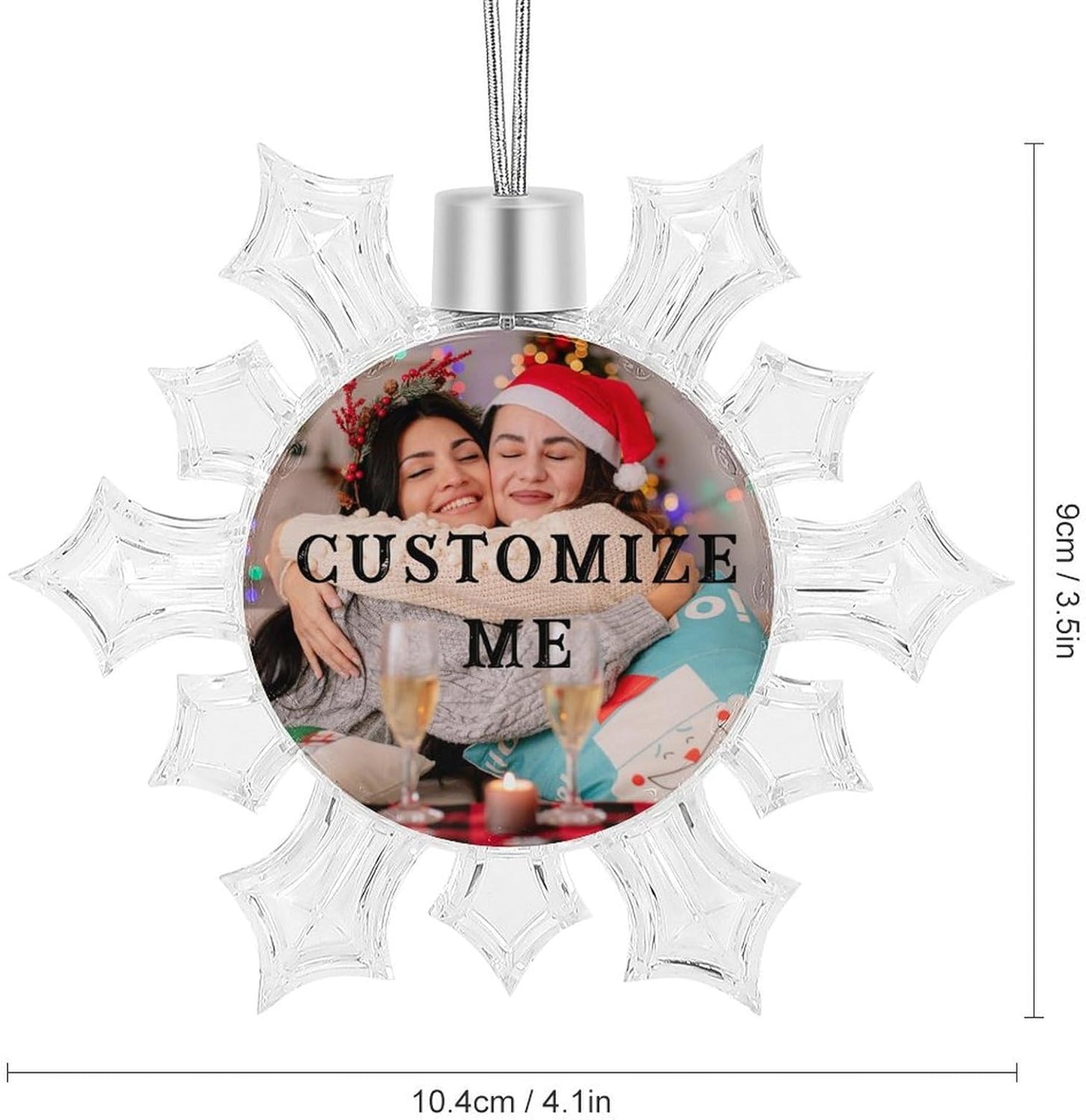 Personalized Christmas Ornaments - Custom Picture & Text Ornaments for Christmas 2024, Baby's 1st Christmas Ornament with Picture for Xmas Tree Custom Gifts for Family, Mom, Dad, Friend (Snow)
