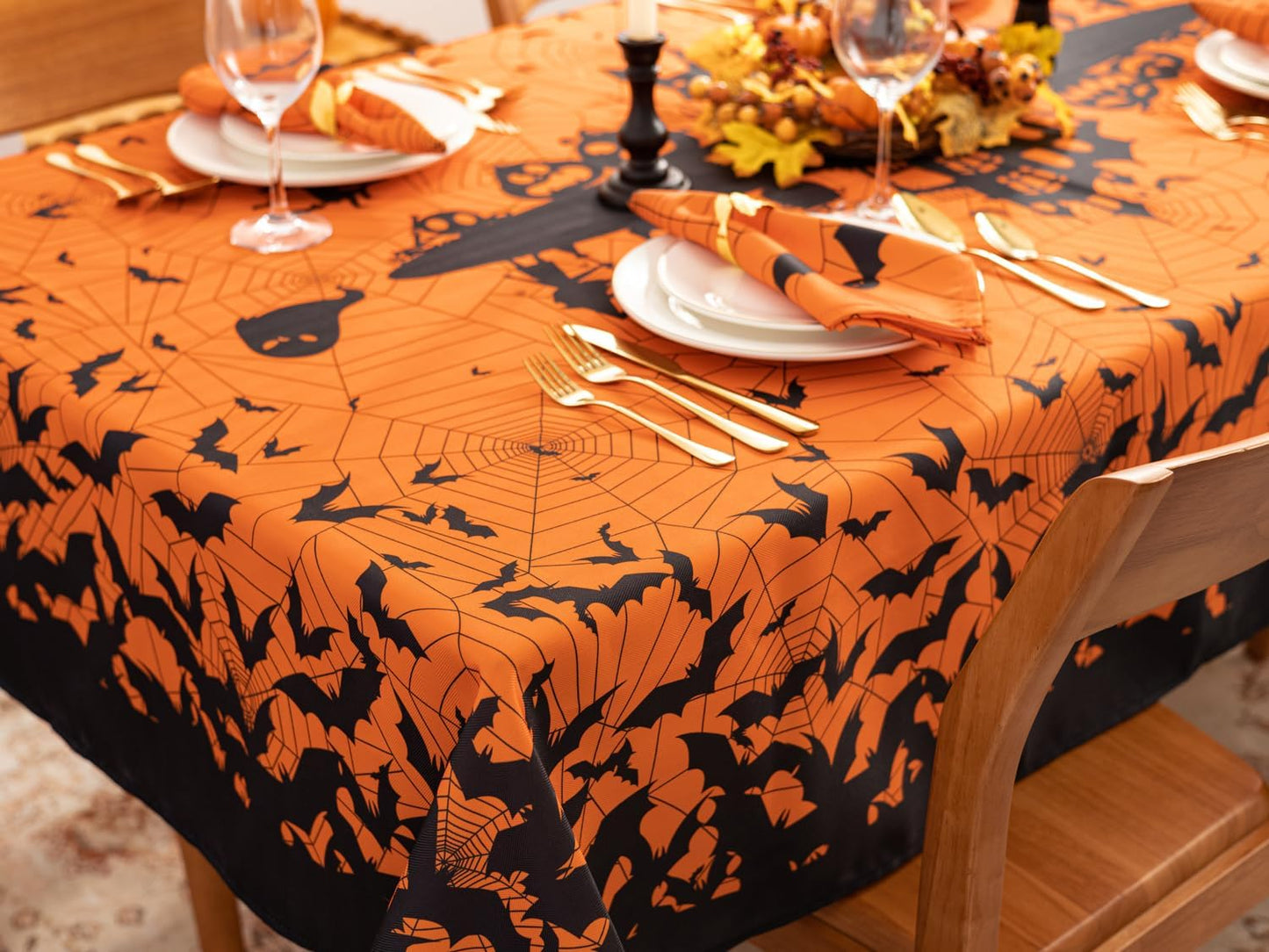 YiHomer Halloween Silhouettes Tabletop for Halloween Decorations, Dinner Parties and Scary Movie Nights, Horror Night, Tablecloth, 52 x 52 Square