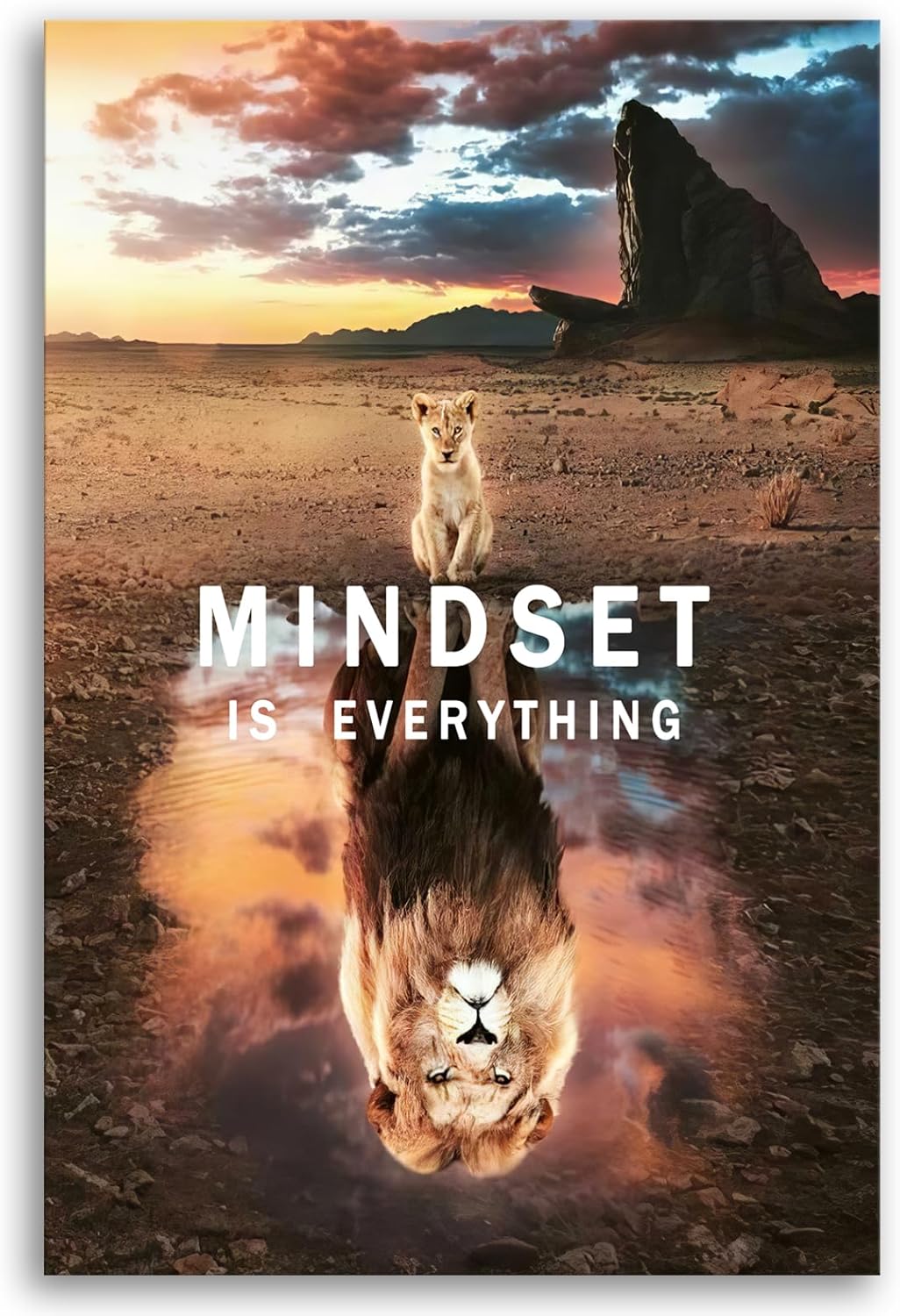 Mindset is Everything Inspirational Canvas Wall Art Motivational Painting Inspiration Quotes Success Posters Prints Artwork Modern Gym Home Office Decor Framed Ready to Hang[24" W x 36" H]