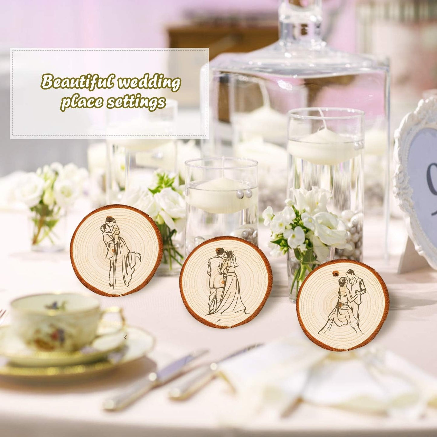 5ARTH Natural Wood Slices - 20 Pcs 3.5-4.0 inches Craft Unfinished Wood kit Predrilled with Hole Wooden Circles for Arts Wood Slices Christmas Ornaments DIY Crafts