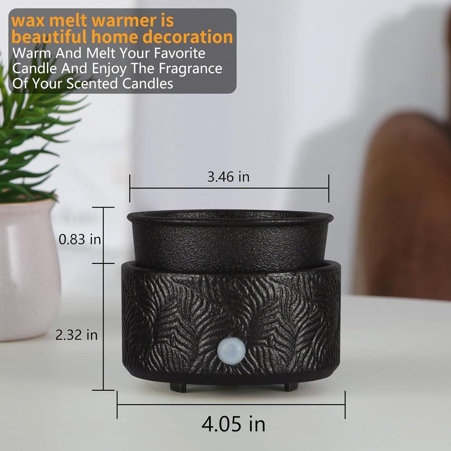 Electric Wax Melt Warmer 4-in-1 Candle Warmer for Scented Wax Melter Cute Ceramic Fragrance Wax Burner for Home Office Bedroom Deco Gift for Women Black