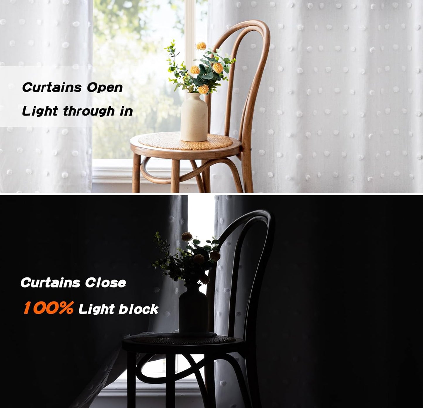 MYSKY HOME Blackout Curtains for Kids Bedroom 100% Light Block Out Thermal Insulated Curtain 72 Inches Grommet Room Darkening Curtains Privacy Window Drapes with White Pom Pom Sheers，2 PCS, 52" x 72"