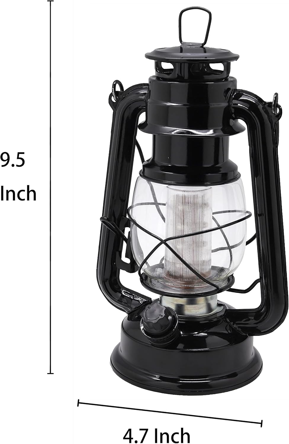 YAKii LED Vintage Lantern Metal Hanging Hurricane 12 LED Dimmer Switch Cold White Battery Operated Power Outage Indoor Camping Lighting Outdoor Brooklyn (Black 2 Pack)
