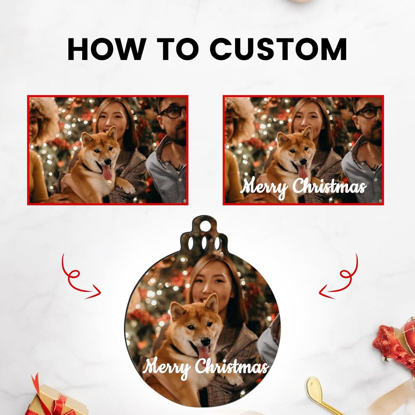 Personalized Christmas Ornaments 2025 Customized with Photo Text Ornament Keepsake Pet First Christmas Ornament Bulk Custom Wooden Xmas Tree Decorations, Wood Lantern