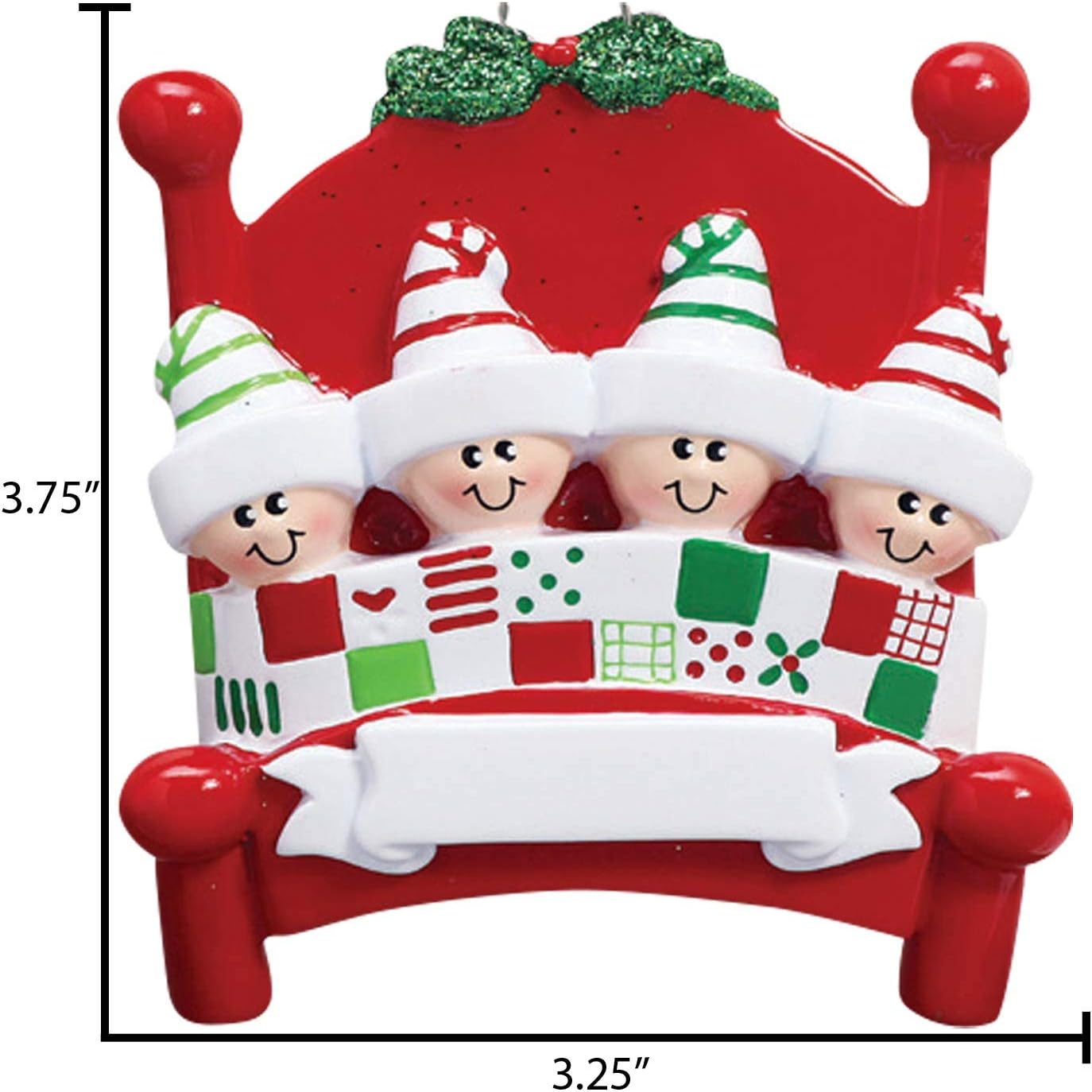 Bedtime Family of 4 Ornament 2025 Personalized Family Christmas Ornaments 2025 | Tucked in Together Holiday Keepsake Personalized Tree Ornaments for Grandchildren Siblings & Grandkids of Four Ornament