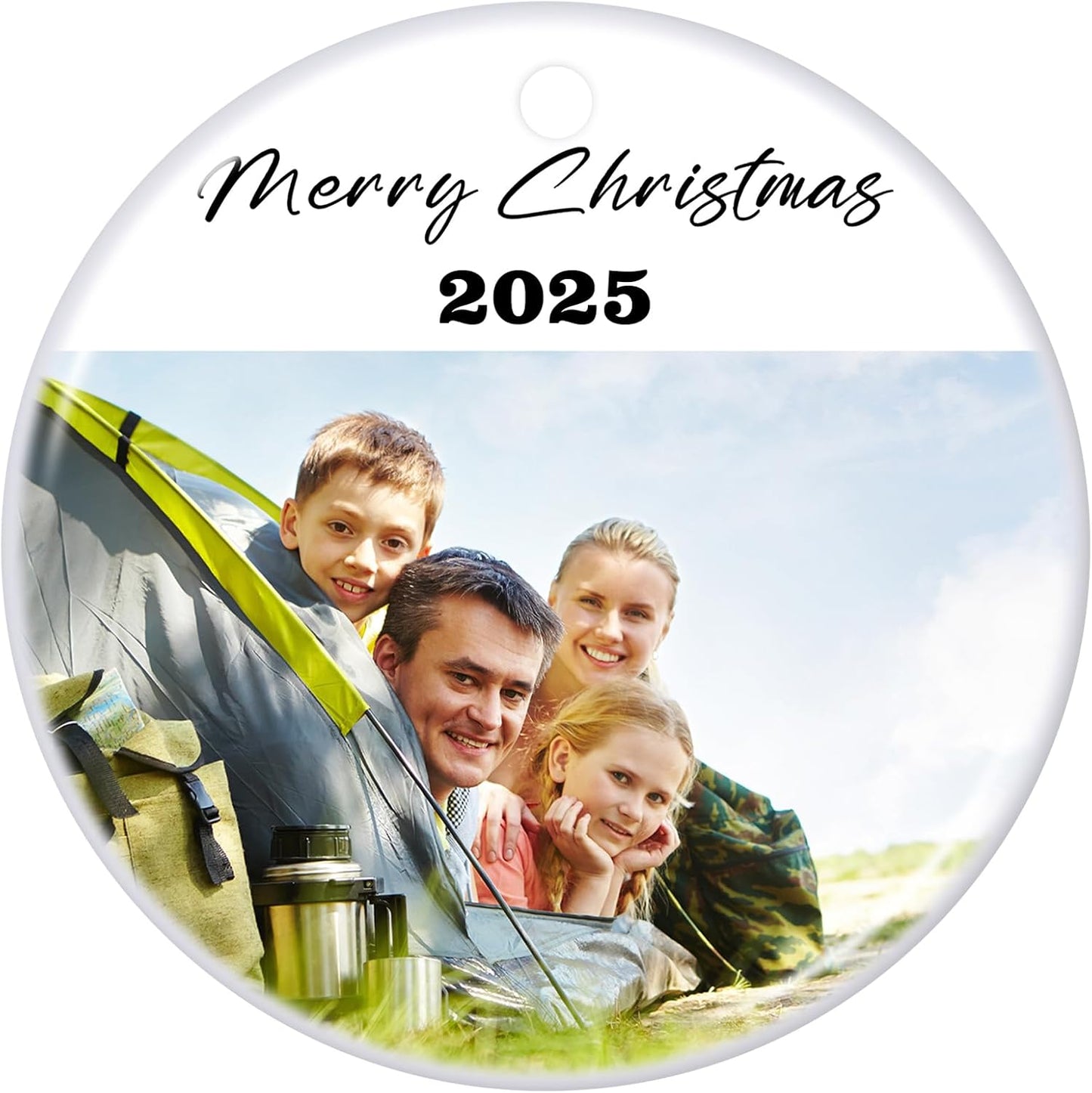 Personalized Christmas Ornaments 2025 Ceramic Custom Photo Text Christmas Ornament Customized Photo Ornament Christmas Tree Decorations Gift for Family Kids Friends Couples Wedding
