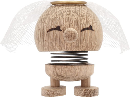 Hoptimist Bride Raw Oak, Wood, Home Decor Ornament - Scandinavian Design, Wood W/Metal Spring, Small - Creates Cheerful Movement