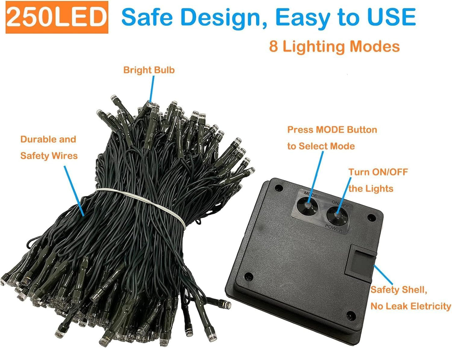 Upgrade Solar String Lights for Outside 4 Pack Total 132FT 400LED String Lights Outdoor with 8 Modes, IP65 Waterproof Outdoor Solar Twinkle Lights, Garden Tree Party Christmas Decorations, Multicolor