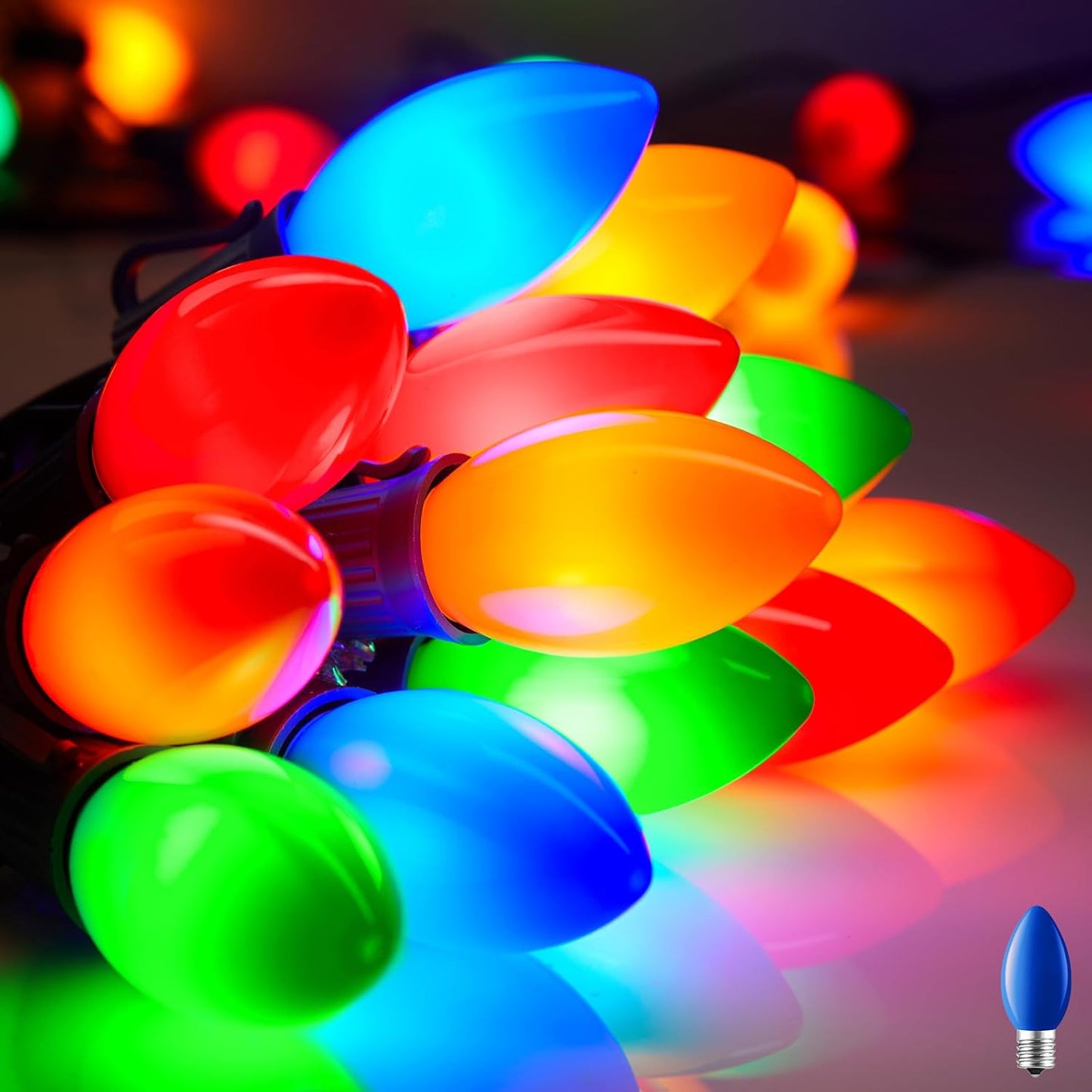 Vintage C9 LED Christmas Lights Outdoor - 25 Feet String with 25 Colored Shatterproof Bulbs, Connectable Waterproof Lights for Holiday Party Roofline, Backyard, Garden, Patio, Green Wire