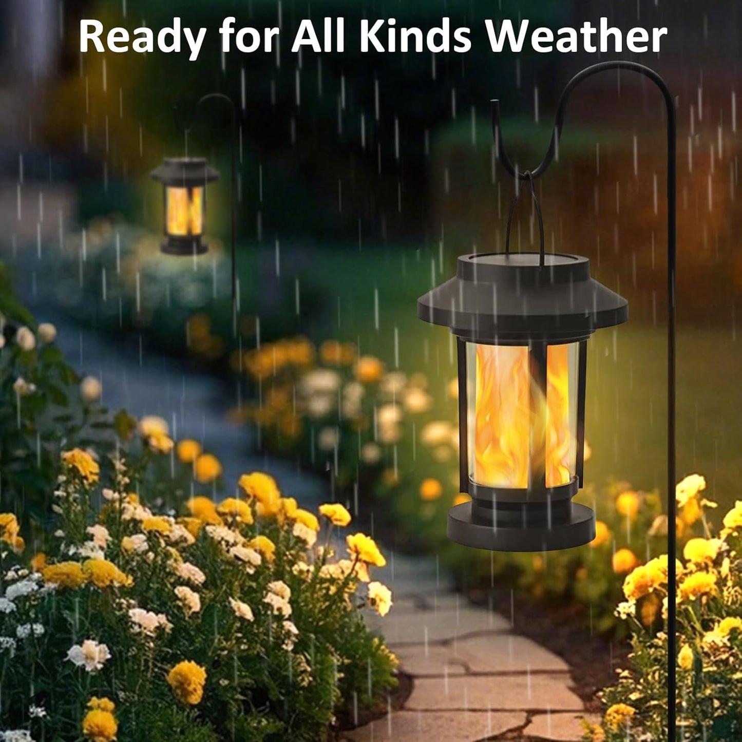 Derynome Solar Lantern Outdoor Lights, 4 Pack Upgraded Flickering Flameless Solar Lights Outdoor Waterproof, Hanging Decorative Lanterns for Yard Patio Path Garden Decor (4)