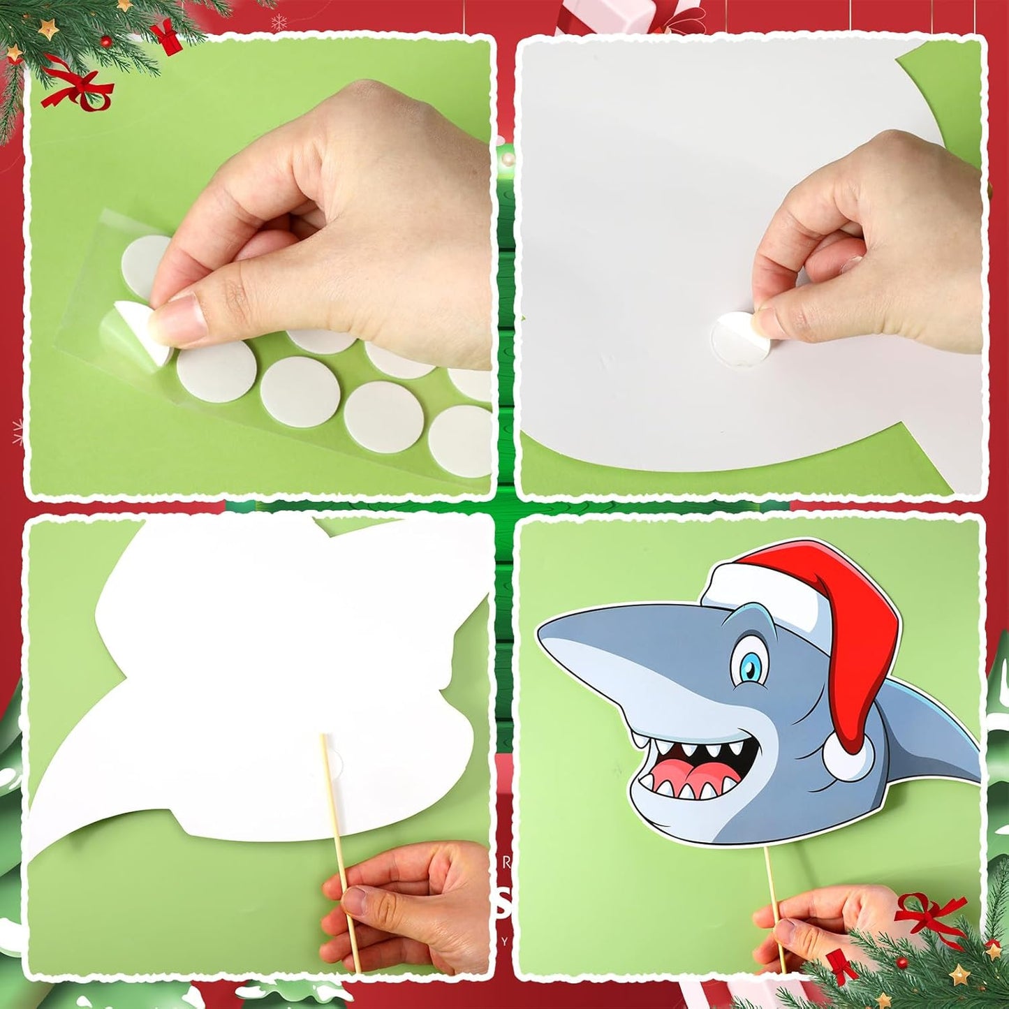 Shark Christmas Tree Topper Xmas Shark Party Decorative Tree Ornaments Head Hands and Tail Decor for Holiday Christmas Indoor Home Decorations Party Supplies