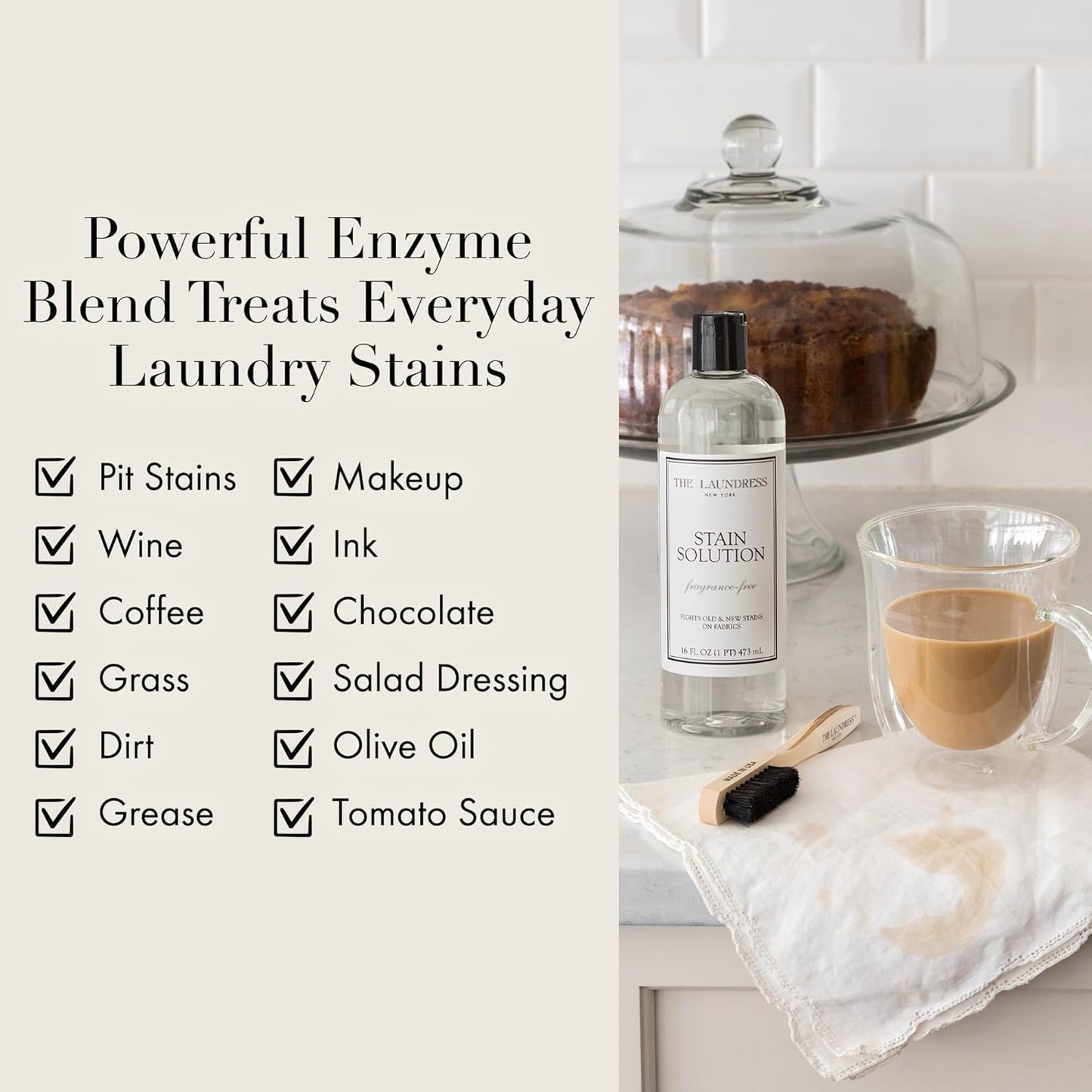 The Laundress Stain Solution, Laundry Stain Treatment, Stain Remover for Makeup, Red Wine, Coffee, Grass, & More, 16 Fl Oz