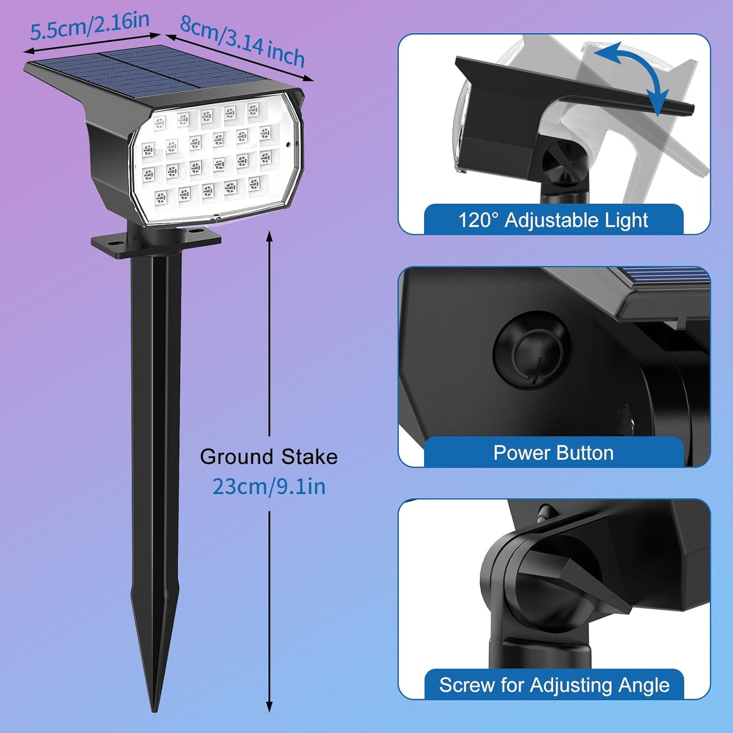 Solar Color Changing Spot Lights Outdoor Waterproof Colored RGB Solar Powered Landscape Lights for Yard 7 Lighting Modes Multicolor Solar Spotlights for Pathway Garden Outside (6 Pack)