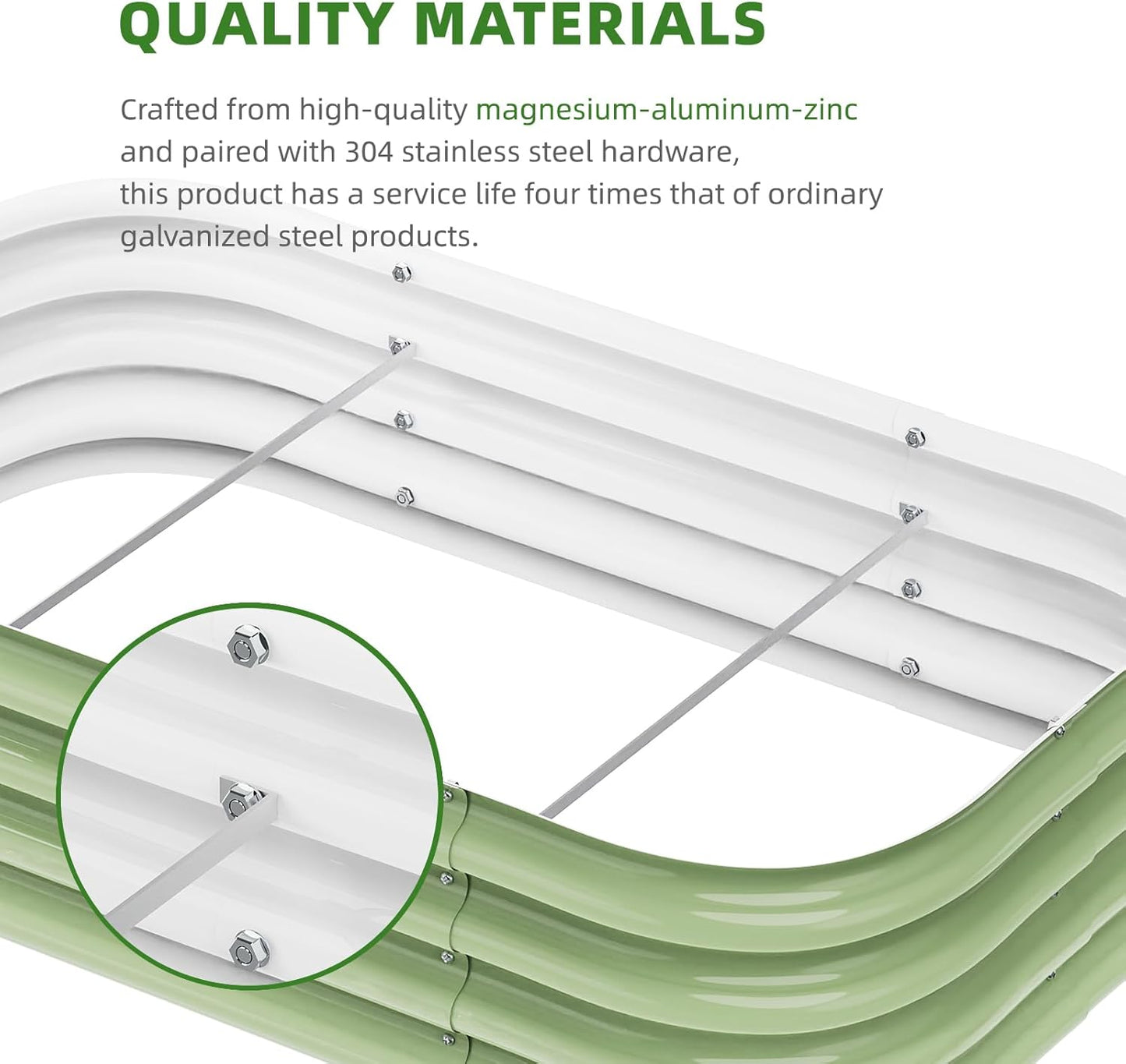 DaisyVibe Raised Garden Bed Kit, Planter Raised Garden Boxes Outdoor, Oval Large Metal Raised Garden Beds for Vegetables Flowers (Green, 6.5ftx2ftx1ft)