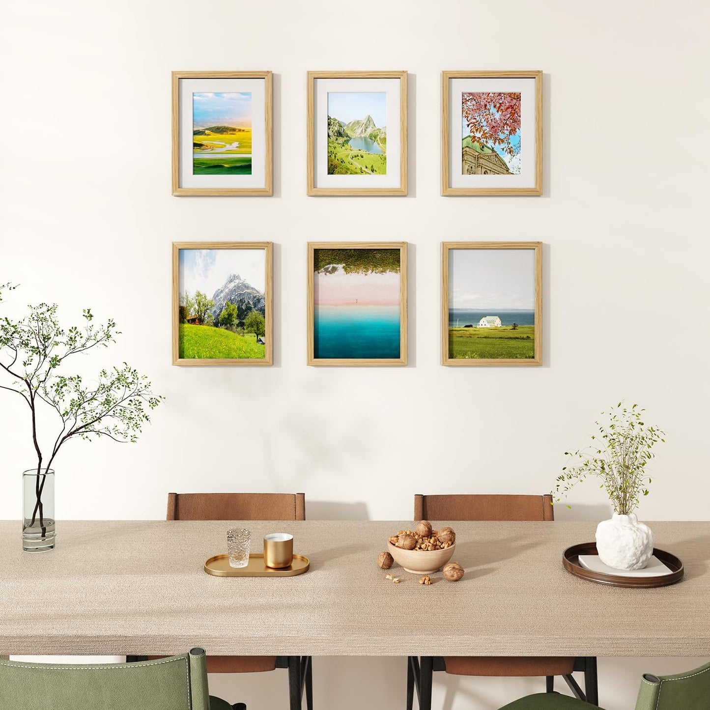 IBUYKE 8x10 Picture Frame,Set of 3,Solid Oak Wood 8x10 Photo Frame with Mat to 5x7,10x8 Picture Frames With Tempered Glass,Tabletop or Wall Mount Display,Home Decor,Natural Oak 8 x 10 Frame,UWPF0810N-3