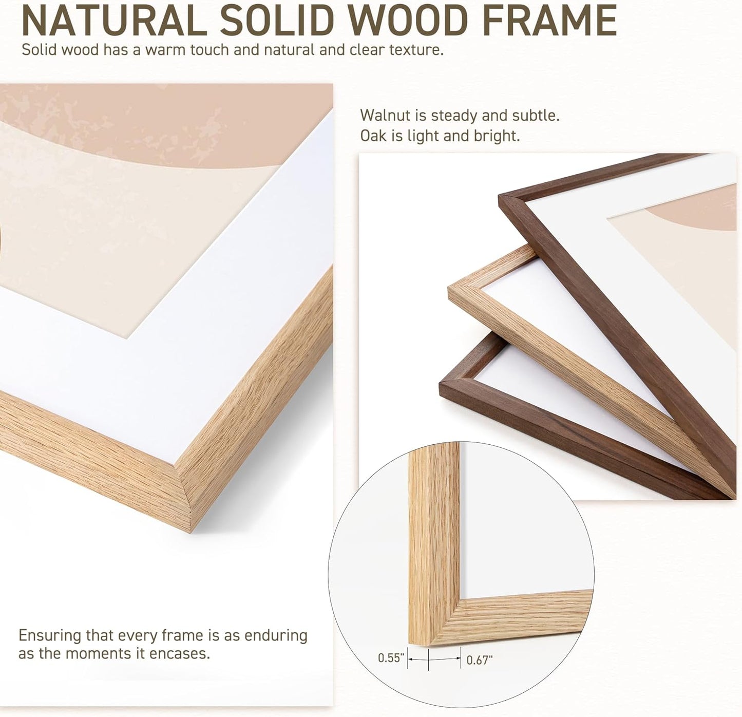 16x24 Poster Frame Natural Solid Oak Photo Frames with 12x18 Removable Mat Wall Hanging Large Handcrafted Frame with HD Plexiglass Wall and Tabletop Display Large Picture Frame