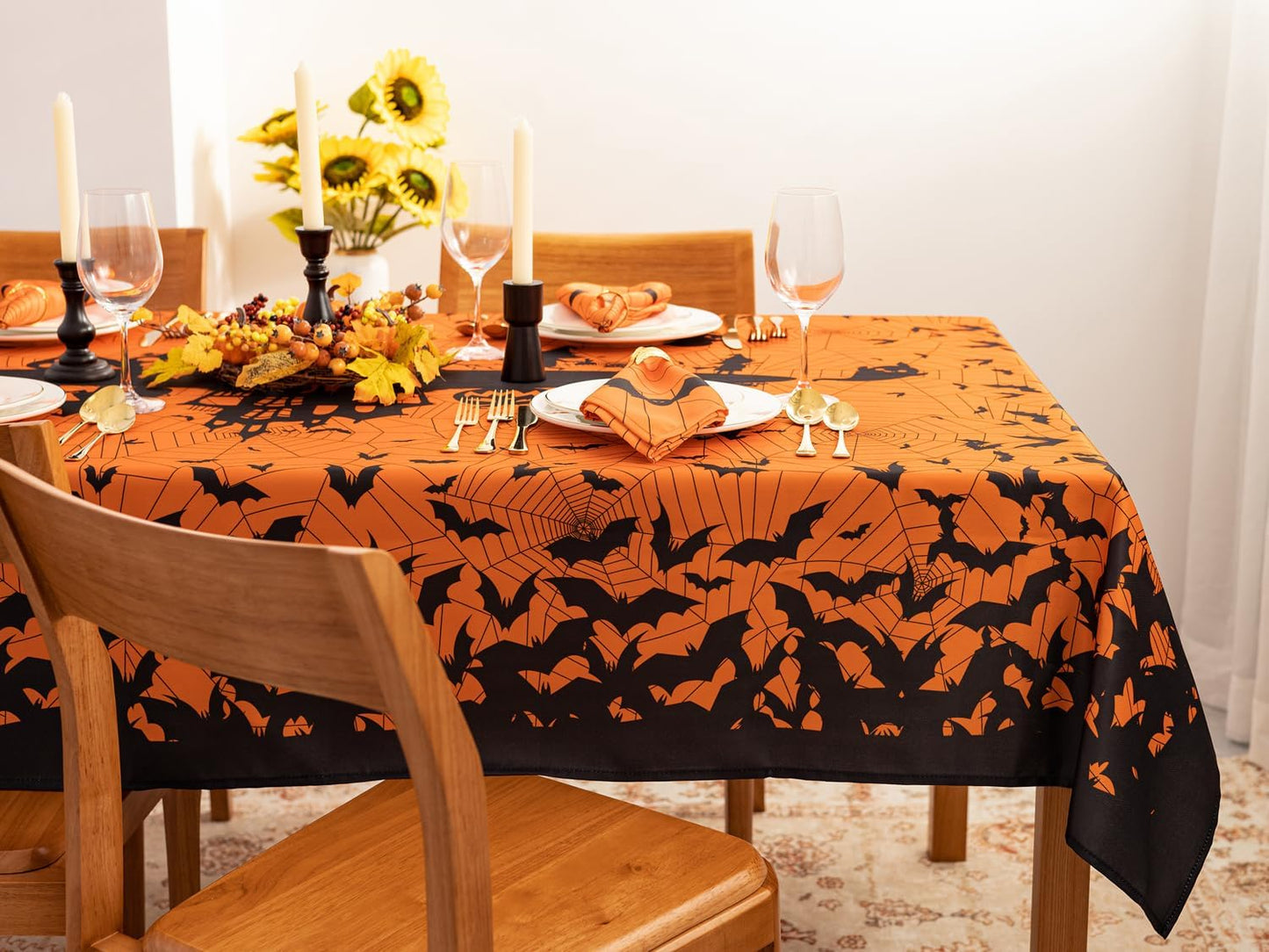 YiHomer Halloween Silhouettes Tabletop for Halloween Decorations, Dinner Parties and Scary Movie Nights, Horror Night, Tablecloth, 60 x 120 Rectangle