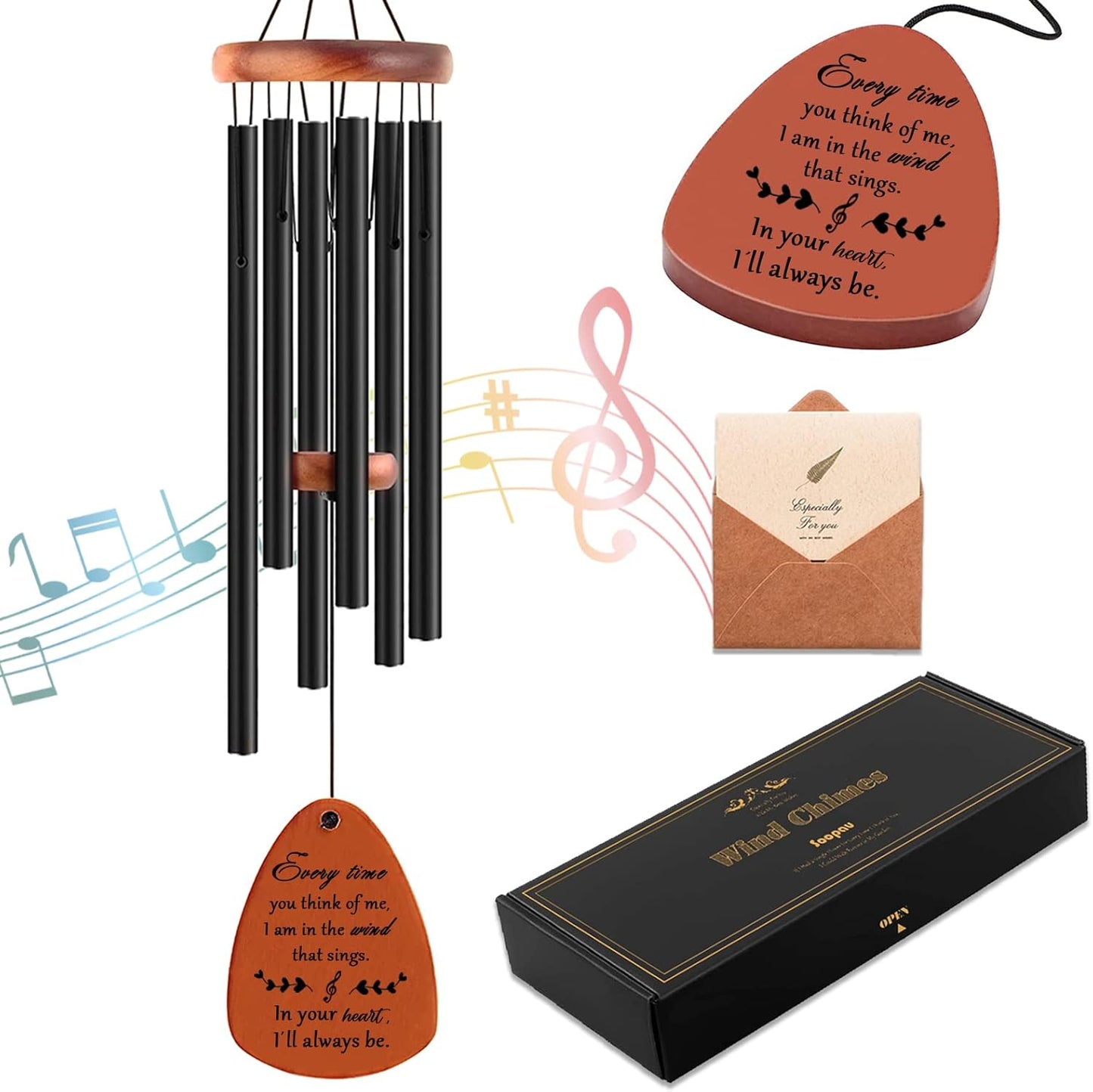 Sympathy Wind Chimes, Memorial Wind Chimes for Loss of Loved One, Sympathy/Memorial/Bereavement/Condolence Funeral Gifts in Memory of a Loved One Mother Father, 30" Wooden