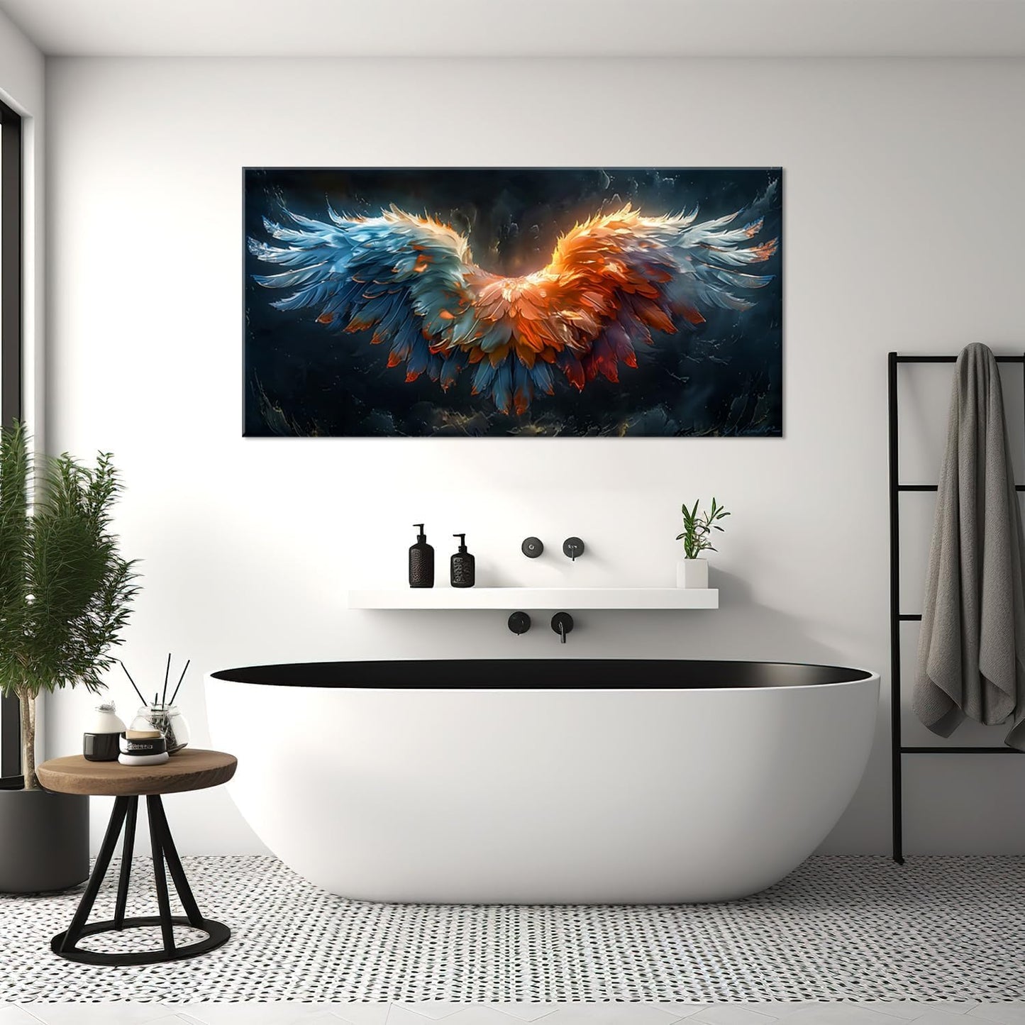 LASMOND Beautiful Colorful Angel Wings Religion Wall Art Decor Artwork for Girls Room Bedroom Living Room (20x40 Inches)