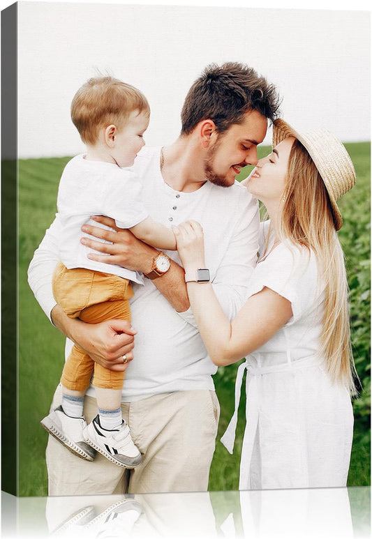 Personalized Custom Canvas Wall Art, Custom Canvas Prints with Your Photos for Living Room, Bedroom, Wedding Pet Baby Family Photo Framed Wall Art, Customized Photo Gift for Family，Friend，Lover，Pet (20L" x 30W")