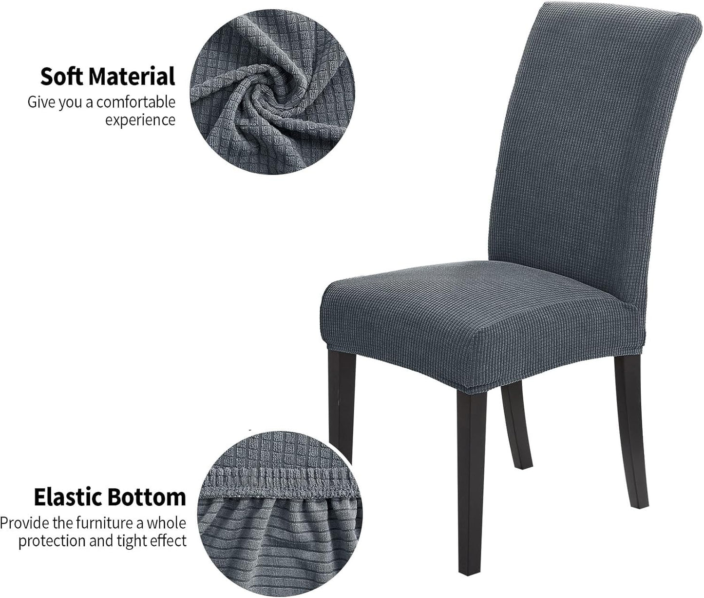 Joccun Chair Covers for Dining Room Set of 6, Dining Chair Slipcovers Stretch Dining Room Chair Covers Seat Protector,Washable Parsons Chair Cover for Home,Hotel,Banquet(Gray,6 Pack)