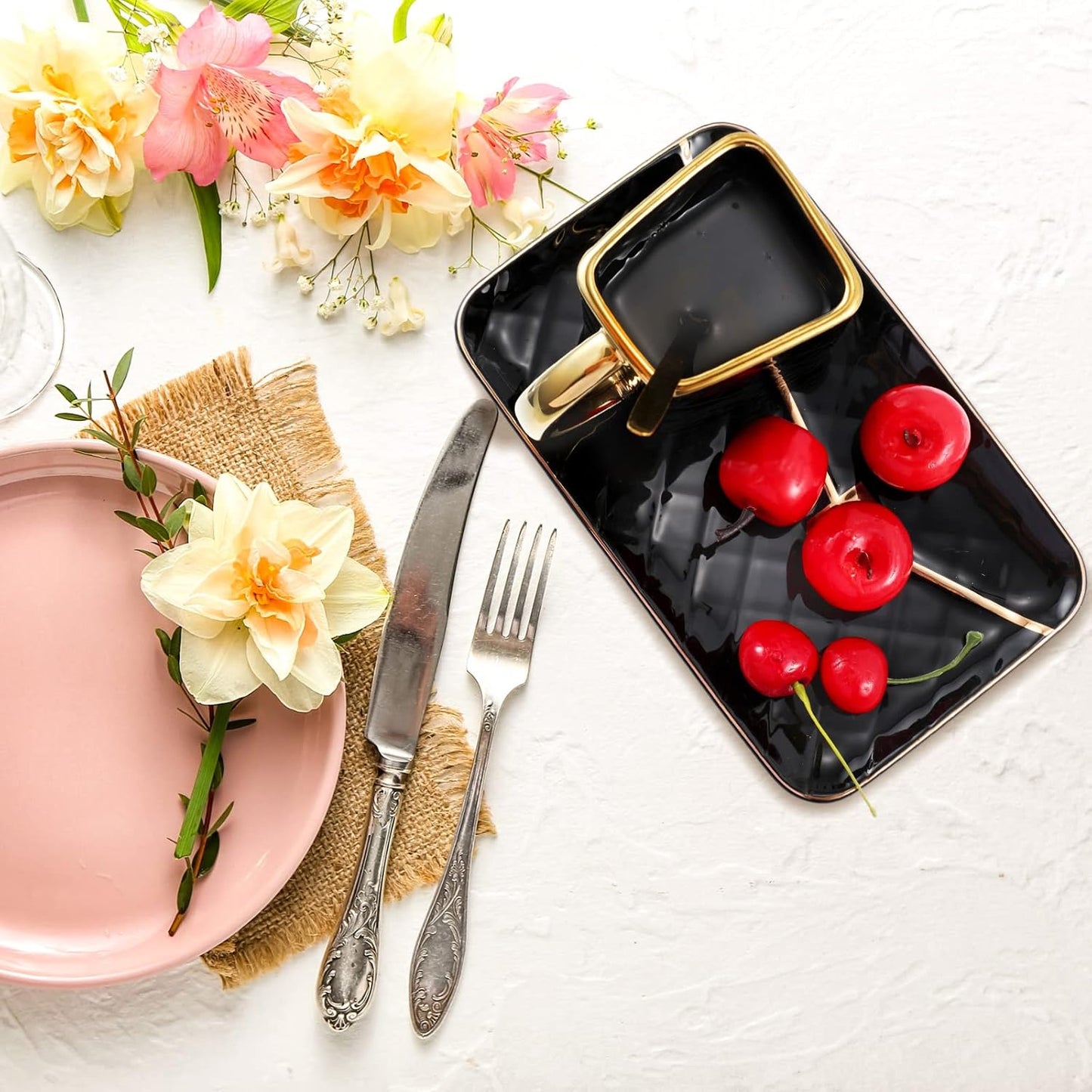 Zubebe 1 Set Coffee Mug Elegant Handbag Shaped Cup Modern Ceramic Purse Mug with Spoon and Saucer, 10oz Cute Creative Tea Cup for Office Home Woman Girls Gift (Black)