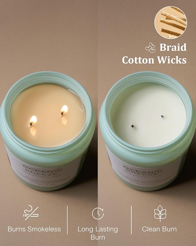 M&SENSE Candle Oceanic Breeze Scented, 19.4oz 110 Hour Long Lasting 2 Wick Pineapple & Mango Scent Natural Soy Candles for Home Scented for Stress Relief & Women/Men