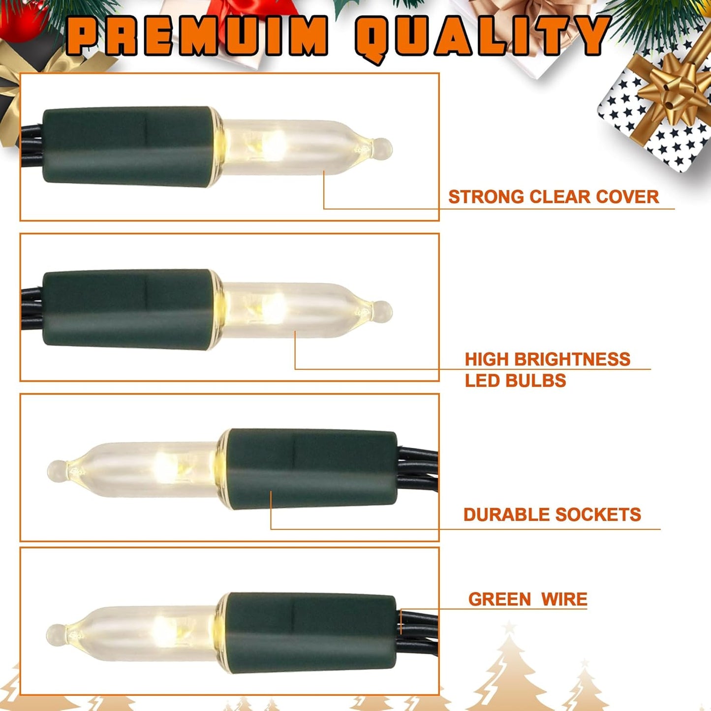 Joliyoou 50 LED Warm White String Lights, 16 Ft Battery Operated Christmas Mini Lights with 8 Lighting Modes, Indoor Outdoor LED Christmas Fairy String Lights with Timer