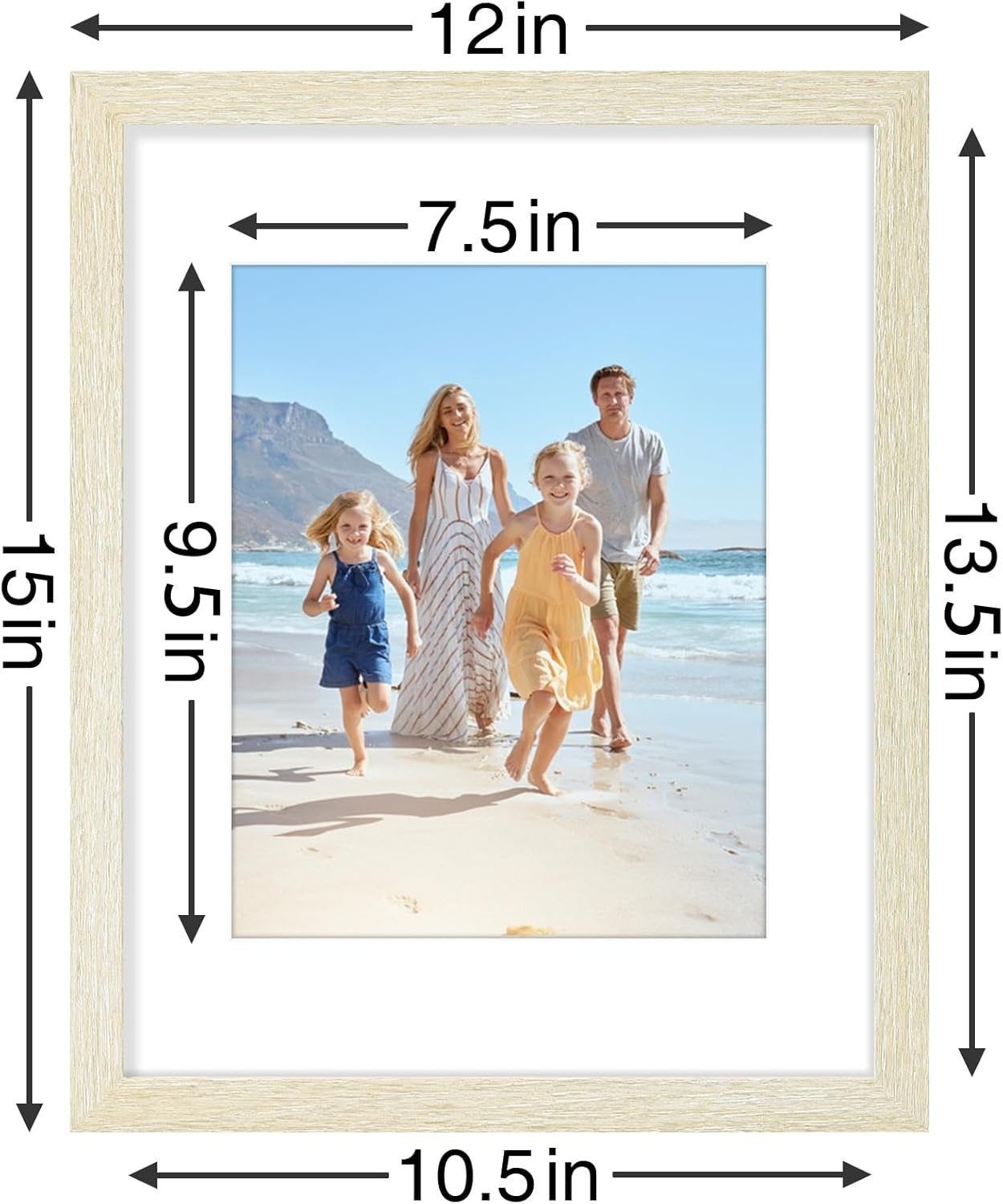 Vittanly 11x14 Picture Frames Set of 9, Shatter Resistant Plexiglass, Display 8x10 Pictures with Mat or 11x14 without Mat, Photo Frames for Wall or Tabletop, Engineered Wood, Cornsilk