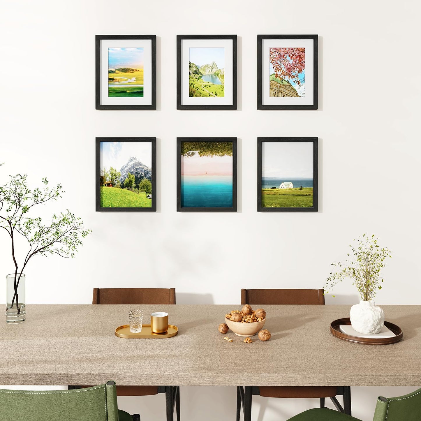 IBUYKE 8x10 Picture Frame,Set of 3,Solid Oak Wood 8x10 Photo Frame with Mat to 5x7,10x8 Picture Frames With Tempered Glass,Tabletop or Wall Mount Display,Home Decor,Black Oak 8 x 10 Frame,UWPF0810B-3