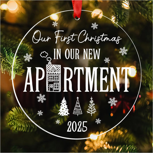Our First Christmas in Our New Apartment 2025 Xmas Ceramic Ornament - Apartment Decor House Warming Gifts 1st Apartment Christmas Ornament Idea for New House Housewarming Couple & Family Xmas Gifts