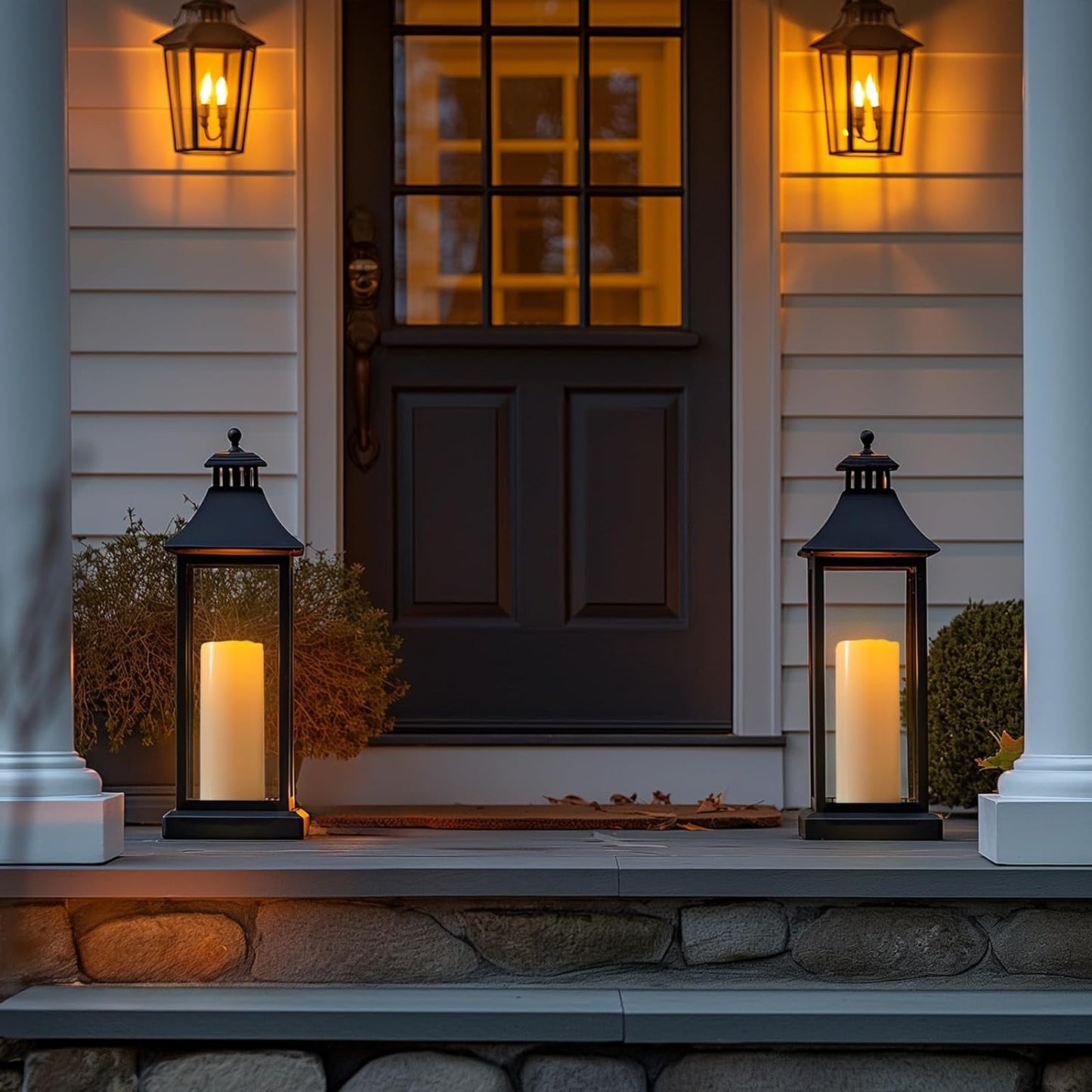 Amagic 2 Pack 6" x 4" Outdoor Plastic Electric flameless Candles with Remote Control and Timer, Battery Operated Flickering LED Pillar Fake Candle for Home, Wedding Decor, Ivory